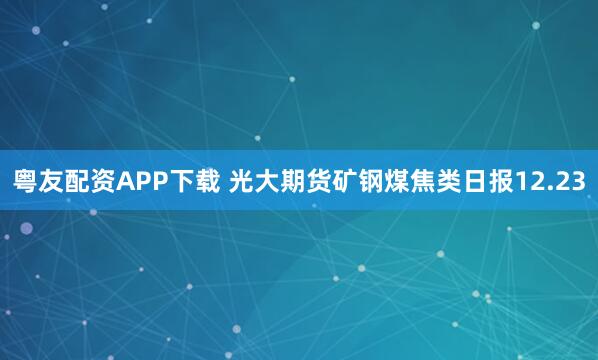 粤友配资APP下载 光大期货矿钢煤焦类日报12.23